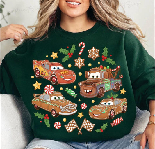 Christmas Lightning McQueen & Mater - T SHIRT - (Jerzee/Gildan)