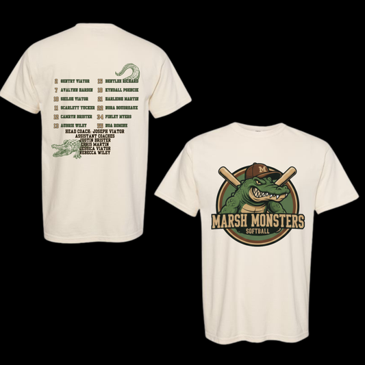 MARSH MONSTERS - DRIFIT TSHIRT-(FRONT AND BACK IMAGES) DUE BY 3.4.26 IF POSSIBLE KRV
