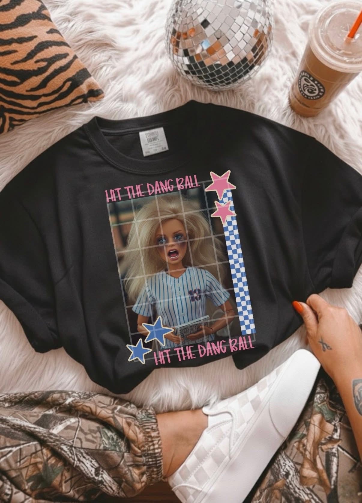 UNHINGED BARBIE HIT THE DANG BALL - TSHIRT- (GILDAN/JERZEES)