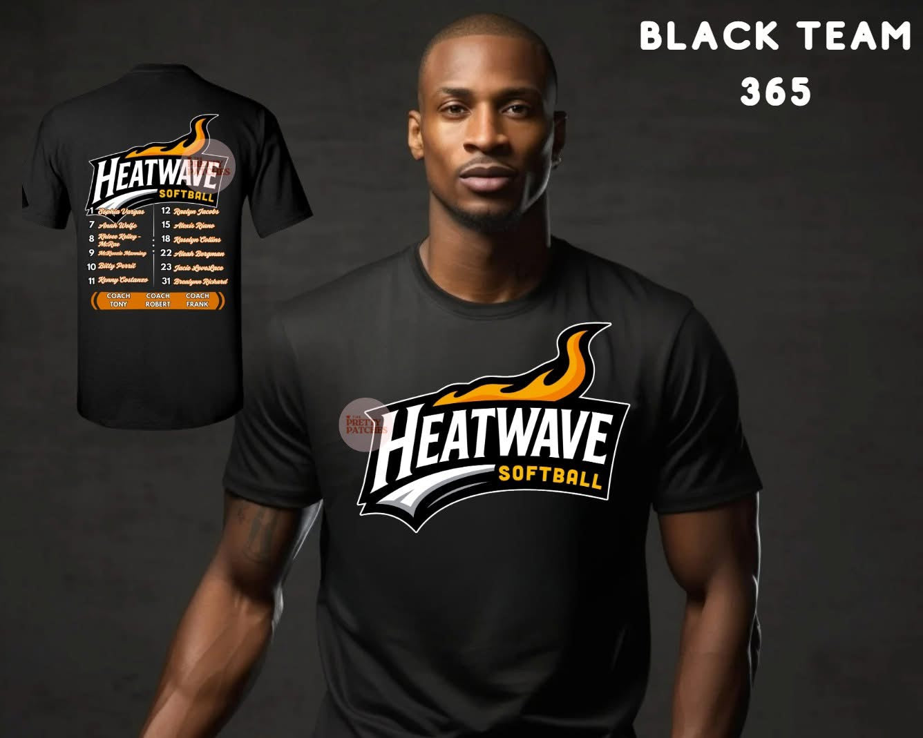 Heatwaves Softball - TSHIRT-GILDAN/RABBIT SKINS (SOLID FRONT LOGO & ROSTER BACK IMAGE)
