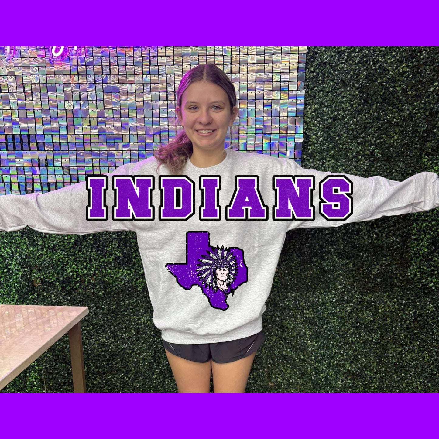 Oversized Mascot Sweatshirts with Logo - INDIANS - SWEATSHIRT - (Jerzee/Gildan)