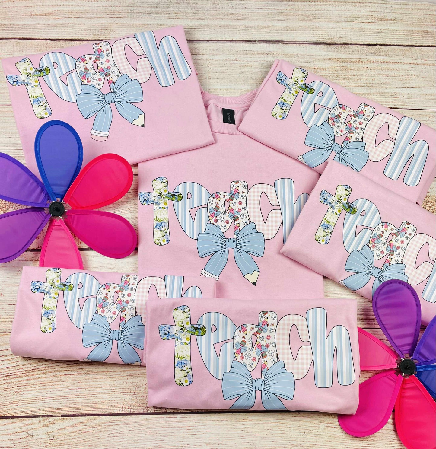 Coquette Teach with Pencil Bow - T SHIRT - (Jerzee/Gildan)