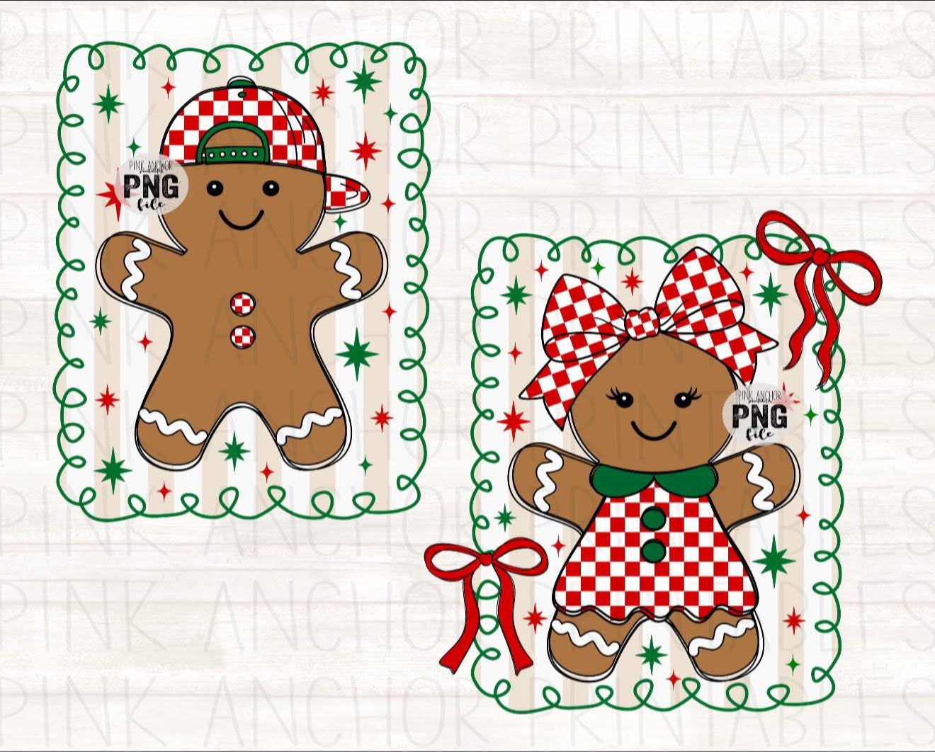 Gingerbreads - Boy with Cap + Girl with Bow - No Name - T SHIRT - (Jerzee/Gildan)