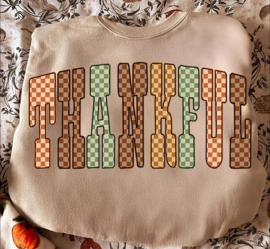 Checkered Thankful - T SHIRT - (Comfort Color)