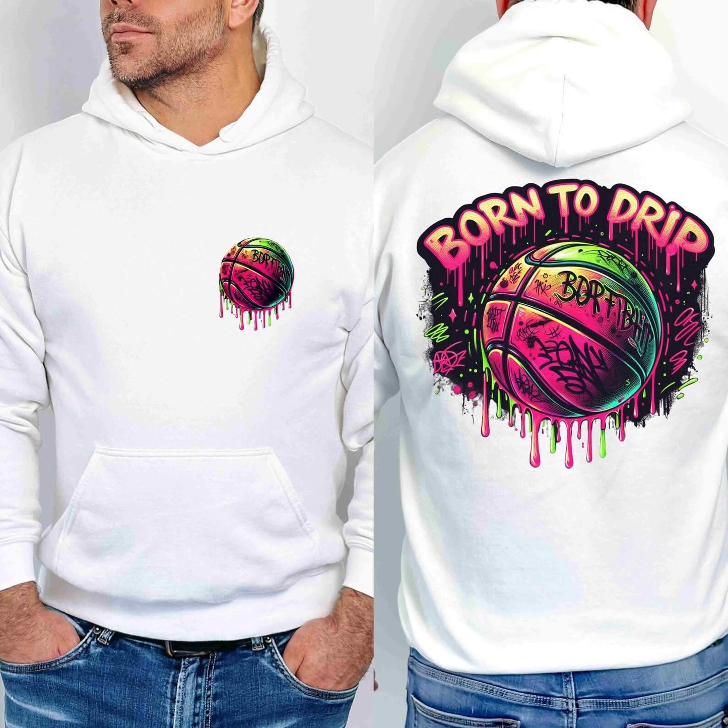 Born to Drip Basketball - T SHIRT - (Bella) - Front Pocket + Full Back