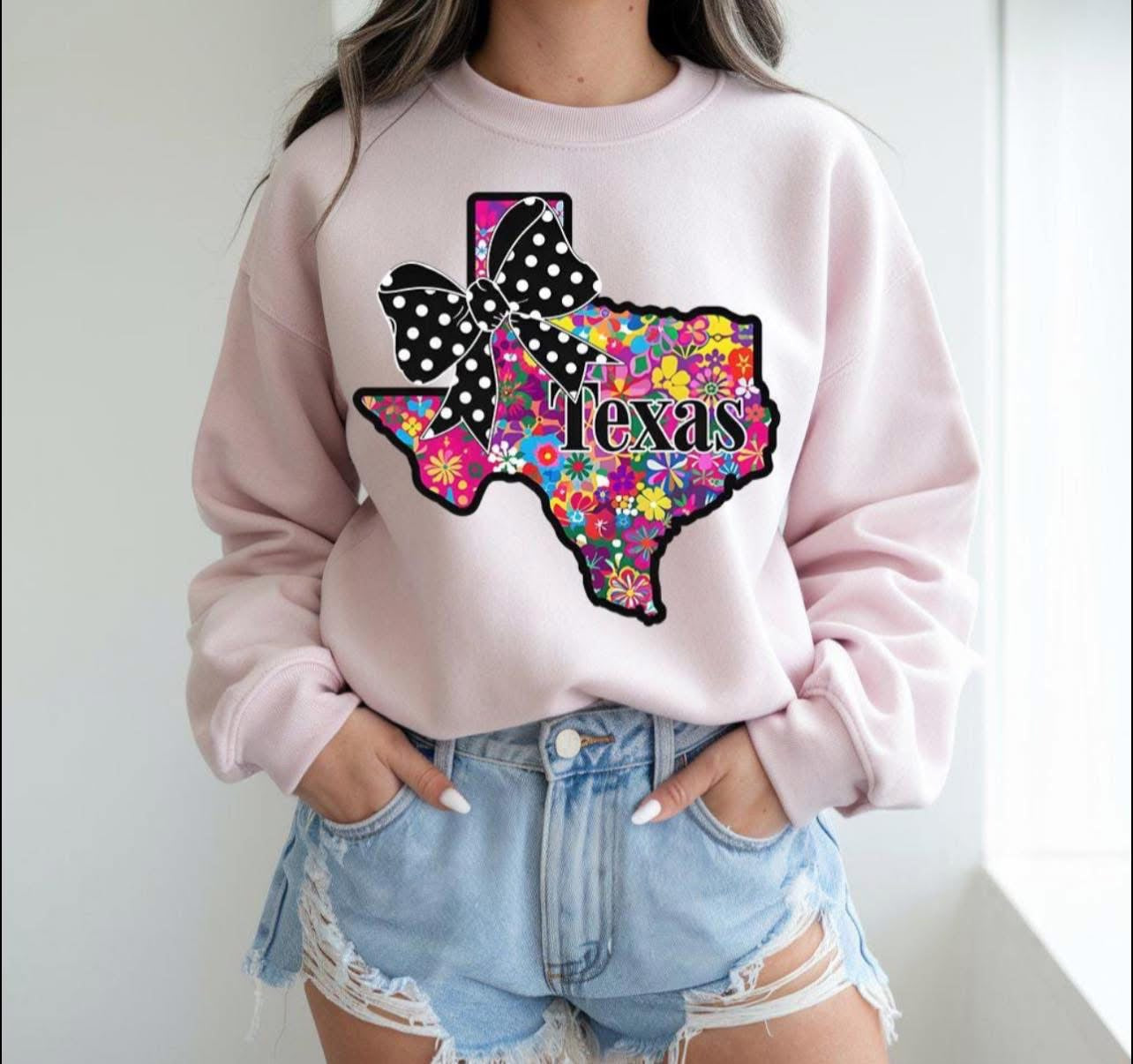 Floral Texas with Bow - T SHIRT - (Bella)
