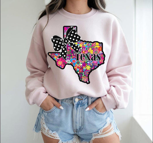 Floral Texas with Bow - T SHIRT - (Bella)