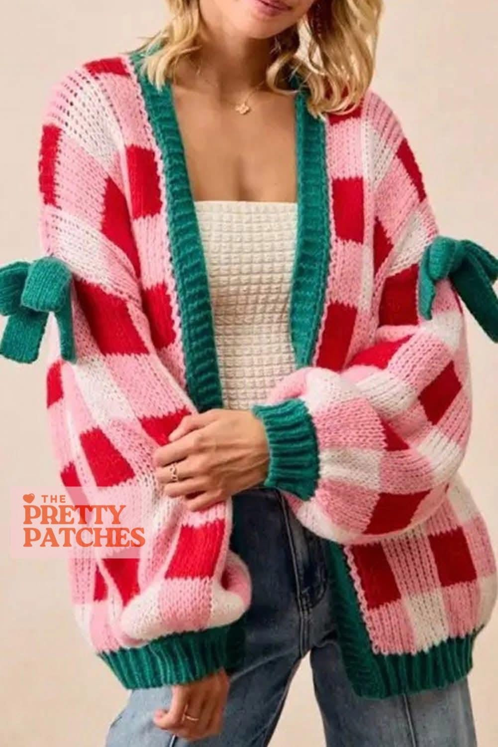 Pink Plaid Bowknot Cardigan-120825br
