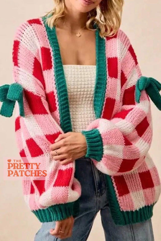 Pink Plaid Bowknot Cardigan-120825br