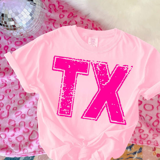 Pink TX - T SHIRT- (Jerzee/Gildan)