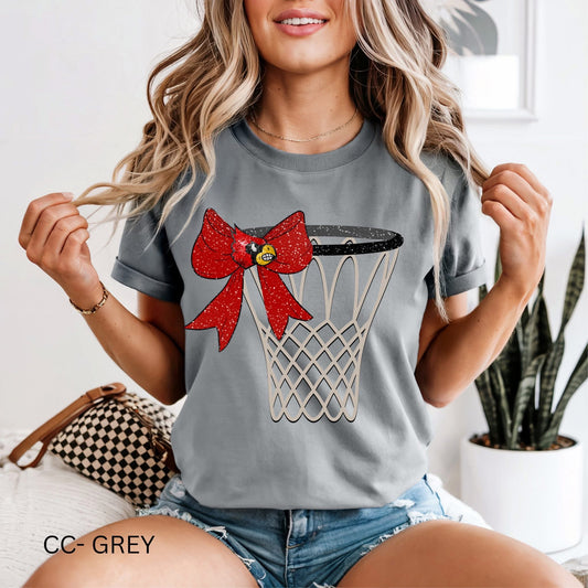 Basketball Hoop & Bow - BC Cardinals - T SHIRT - (Comfort Color)