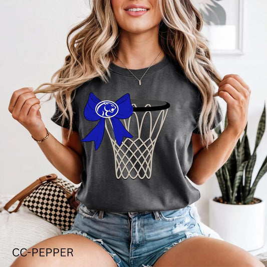 Basketball Hoop & Bow - Buna Cougars - T SHIRT - (Bella/Comfort Color)