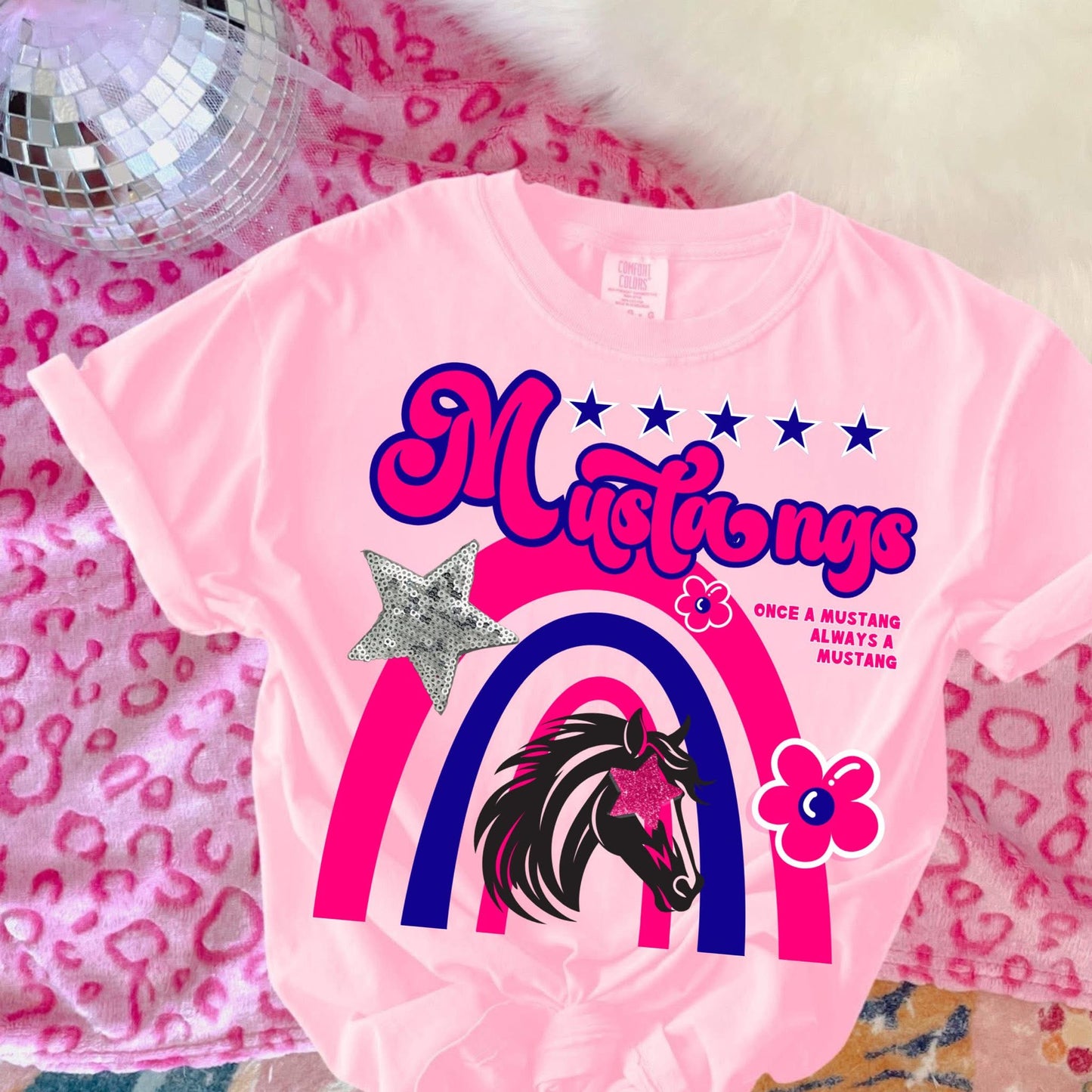 WOS Mustangs with Stars & Rainbow - T SHIRT- (Comfort Color)