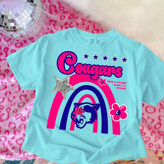 Buna Cougars with Stars & Rainbow - T SHIRT- (Comfort Color)