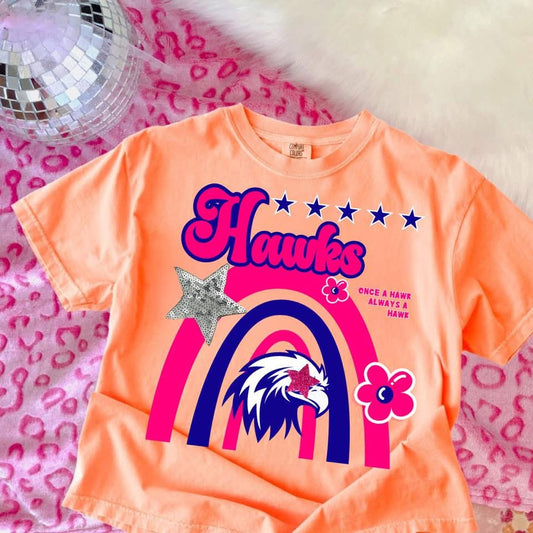 HF Hawks with Stars & Rainbow - T SHIRT- (Comfort Color)