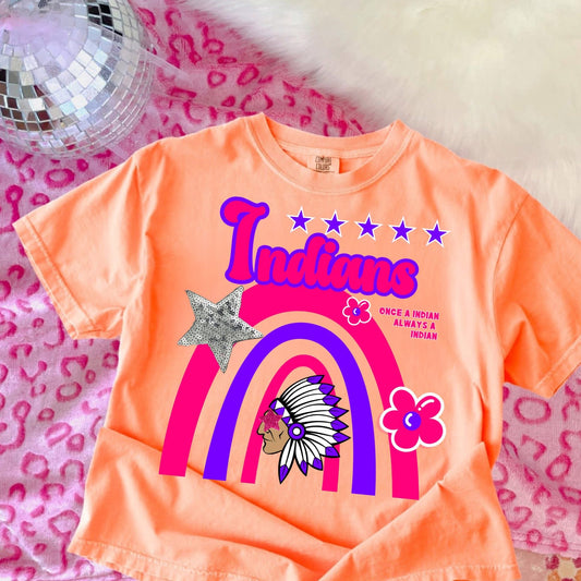 PNG Indians with Stars & Rainbow - T SHIRT- (Jerzee/Gildan)