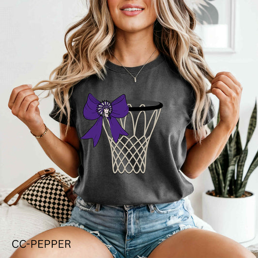 Basketball Hoop & Bow - PNG Indians - T SHIRT - (Bella/Comfort Color)