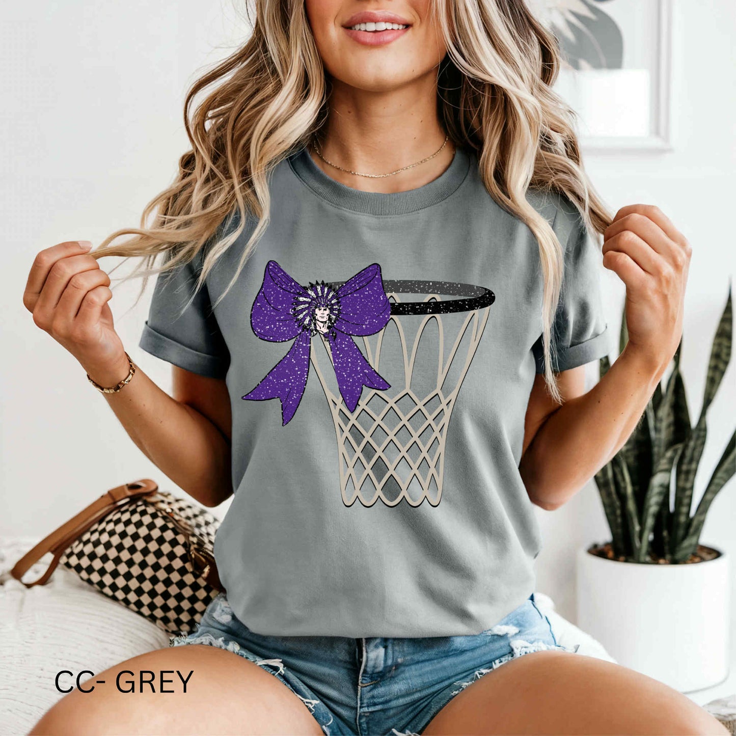 Basketball Hoop & Bow - PNG Indians - T SHIRT - (Bella/Comfort Color)