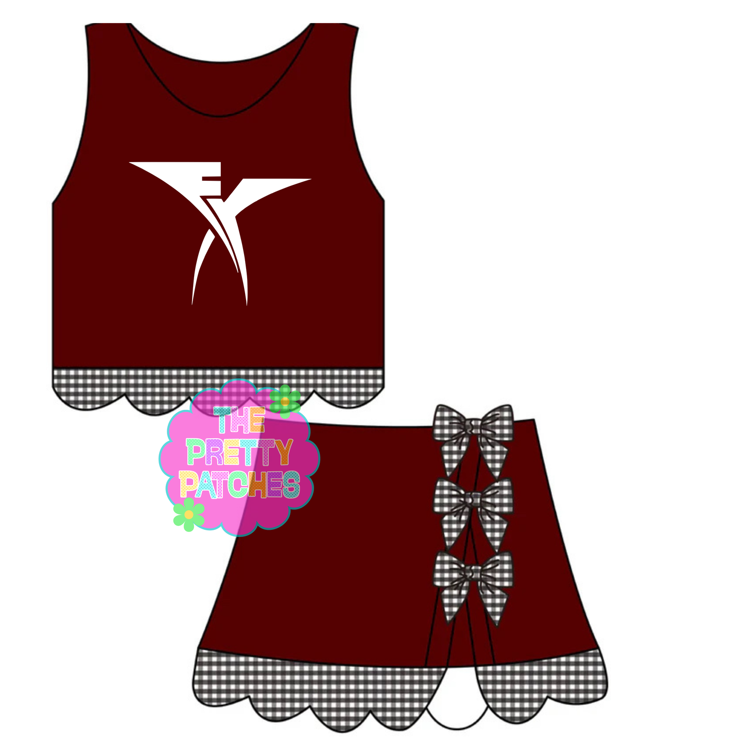 CHEER FX LOGO GINGHAM SCALLOP ATHLETIC SKORT SET (PREORDER) (TRUSTED)