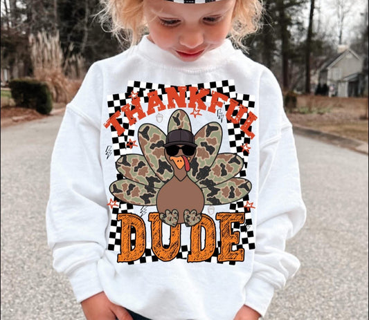 Thankful Dude Camo Turkey - T SHIRT - (Jerzee/Gildan)