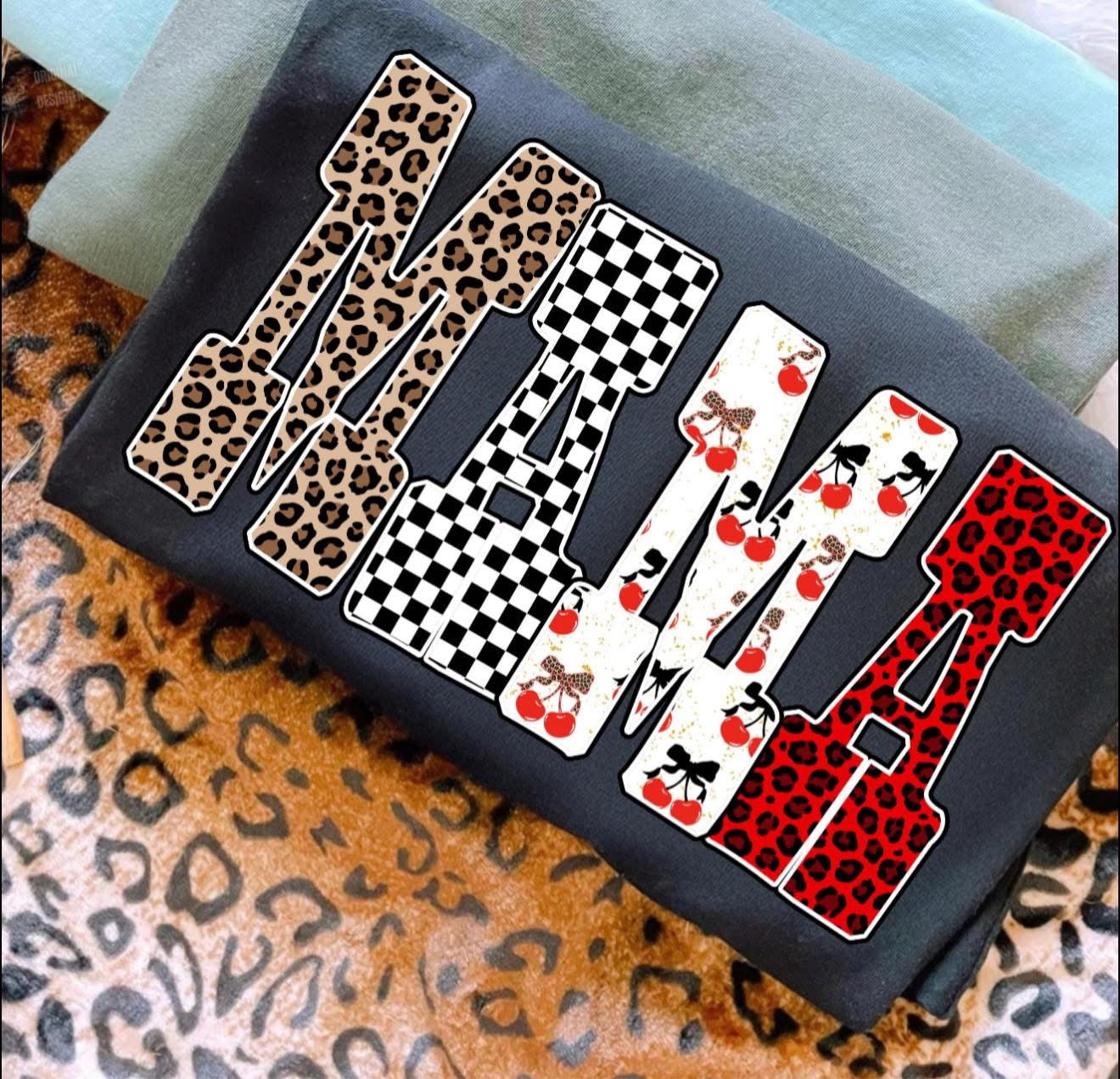 MAMA with Leopard & Cherries - T SHIRT - (Comfort Color)