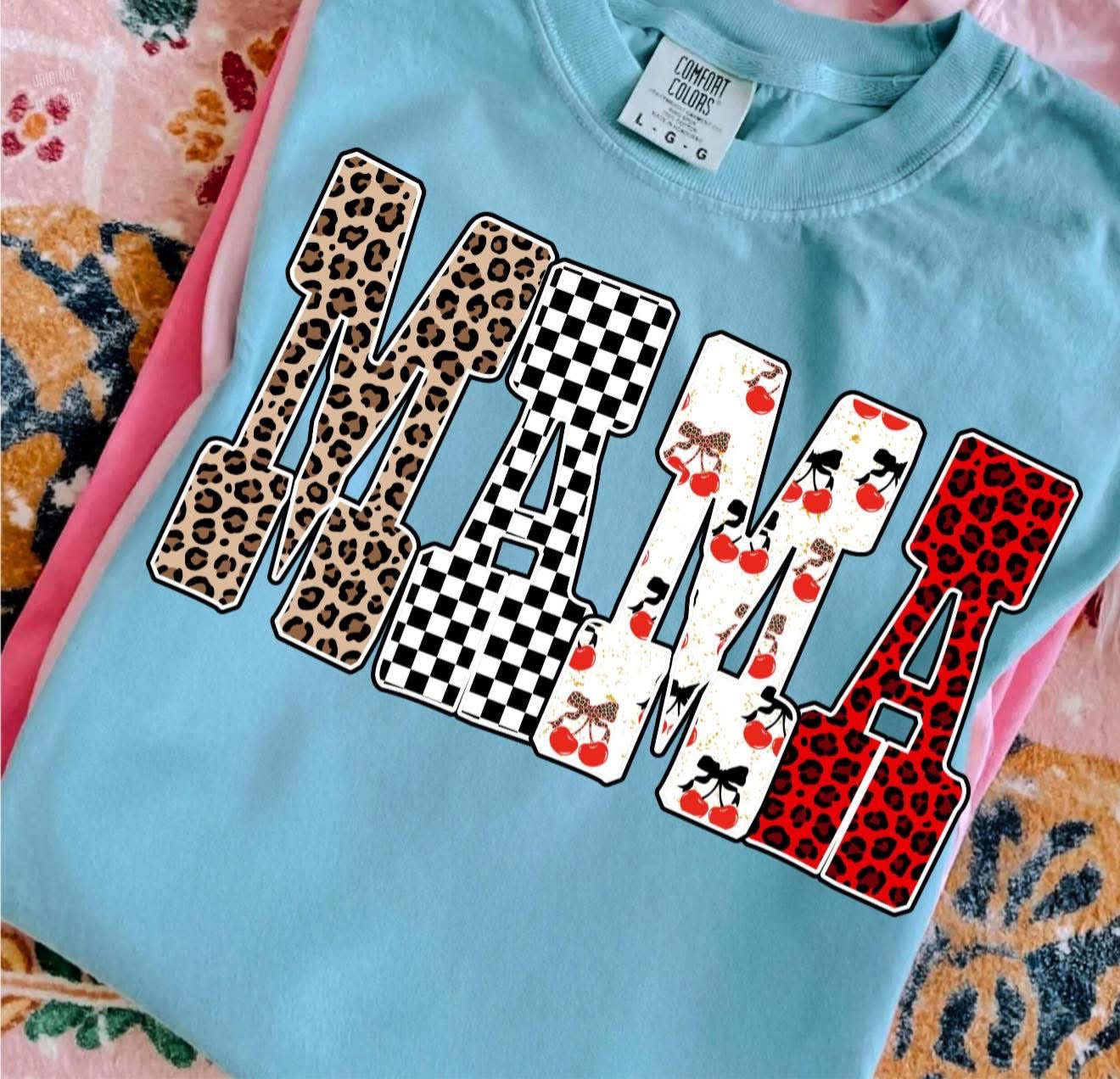 MAMA with Leopard & Cherries - T SHIRT - (Comfort Color)