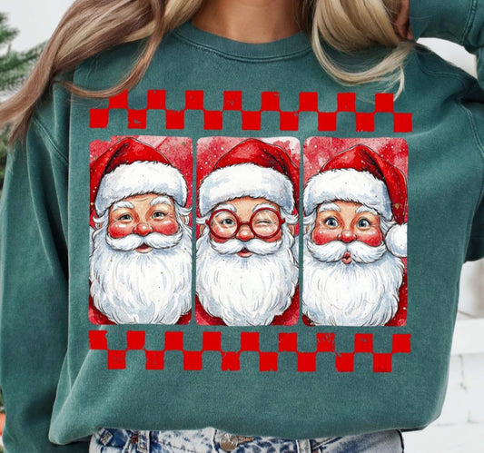 Santa Checkered - LONG SLEEVE - (Jerzee/Gildan)