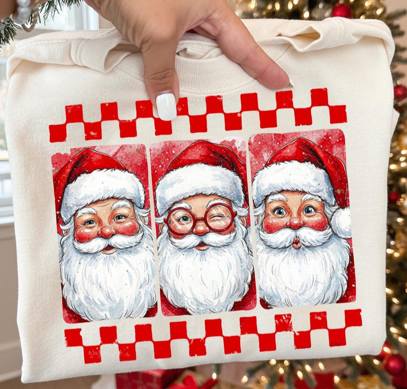 Santa Checkered - LONG SLEEVE - (Jerzee/Gildan)