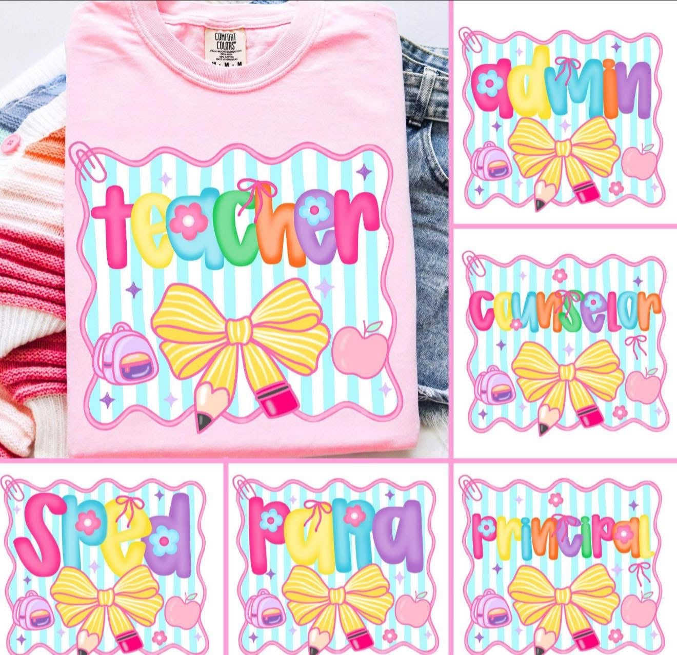 Educator with Pencil Bow - T SHIRT- (Jerzee/Gildan)