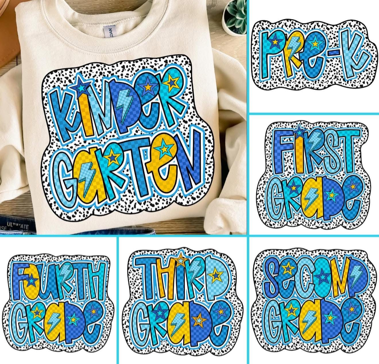 Grade Level Blue/Yellow - T SHIRT- (Jerzee/Gildan)