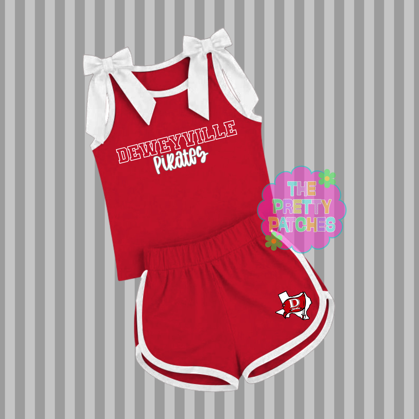 DEWEYVILLE PIRATES BOW STRAP TANK SET (RED base with WHITE trim) (PREORDER) (TRUSTED) 070226KB