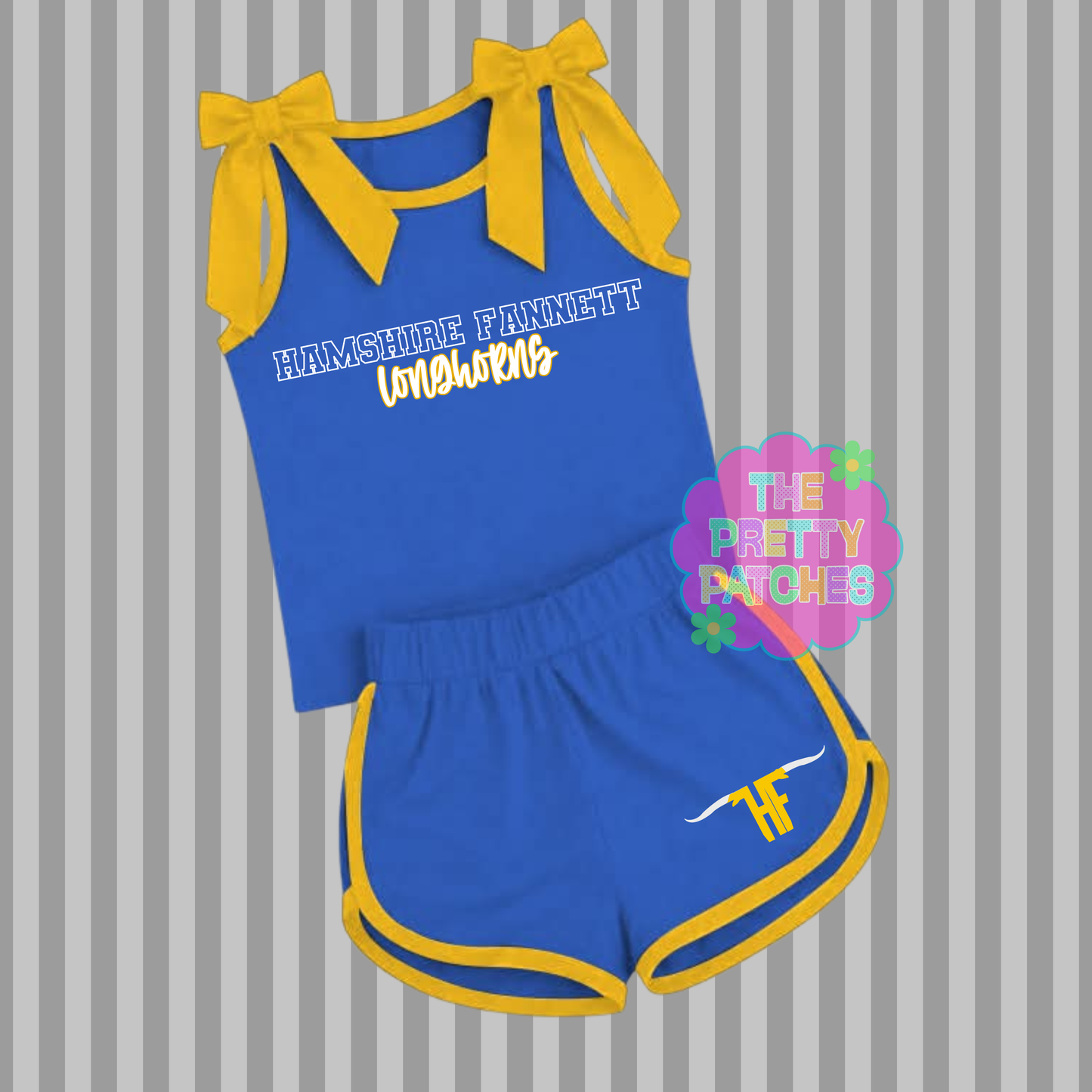 HAMSHIRE FANNETT LONGHORNS BOW STRAP TANK SET (BLUE base with GOLD trim) (PREORDER) (TRUSTED) 070626KB