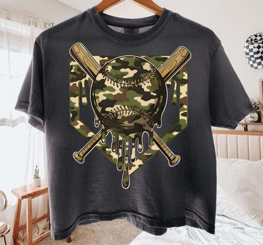 Camo Baseball Drip - T SHIRT - (Gildan/Jerzee)