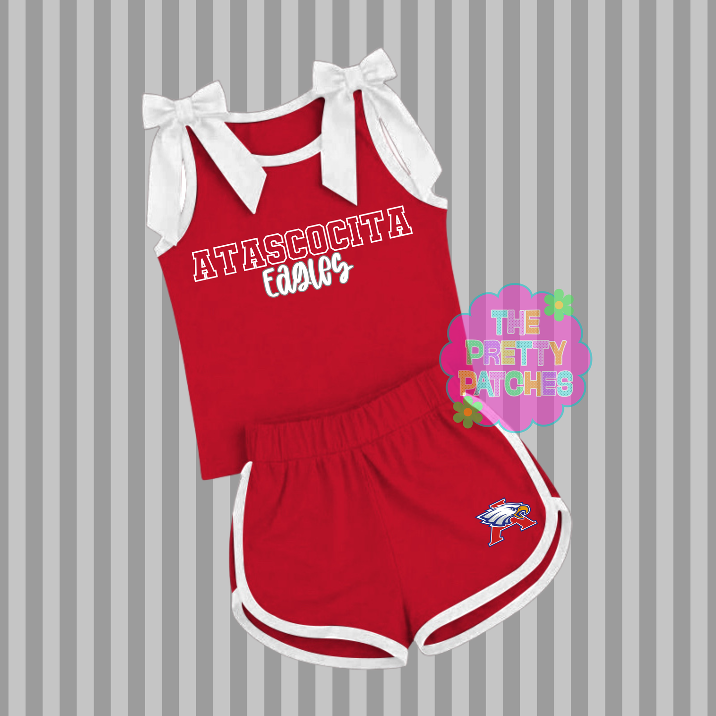 ATASCOCITA EAGLES BOW STRAP TANK SET (red base with white trim) (PREORDER) (TRUSTED) 070626KB