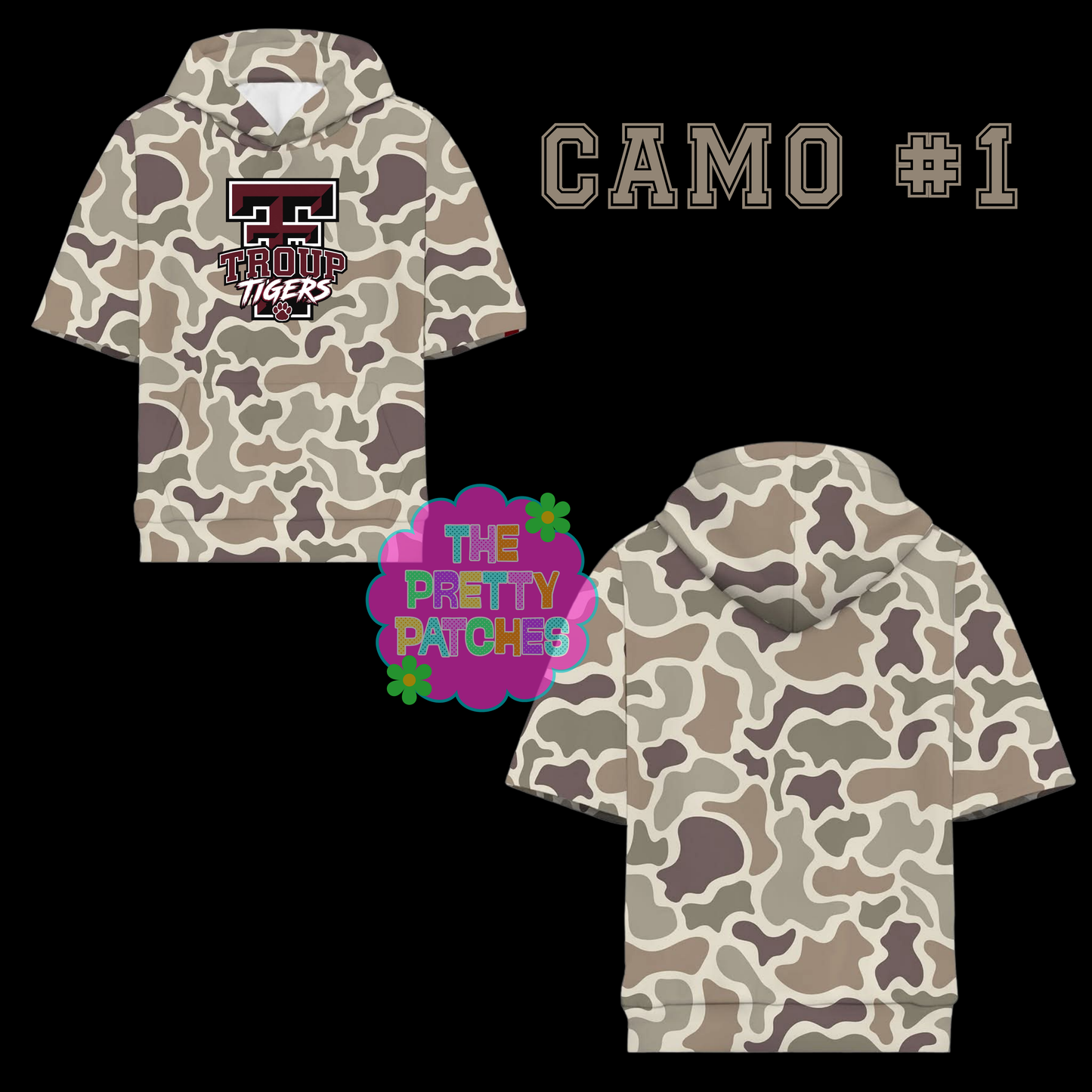 Camo Hooded Tees TROUP TIGERS -YOUTH - PREORDER (HAPPY DAYS) 070726KB