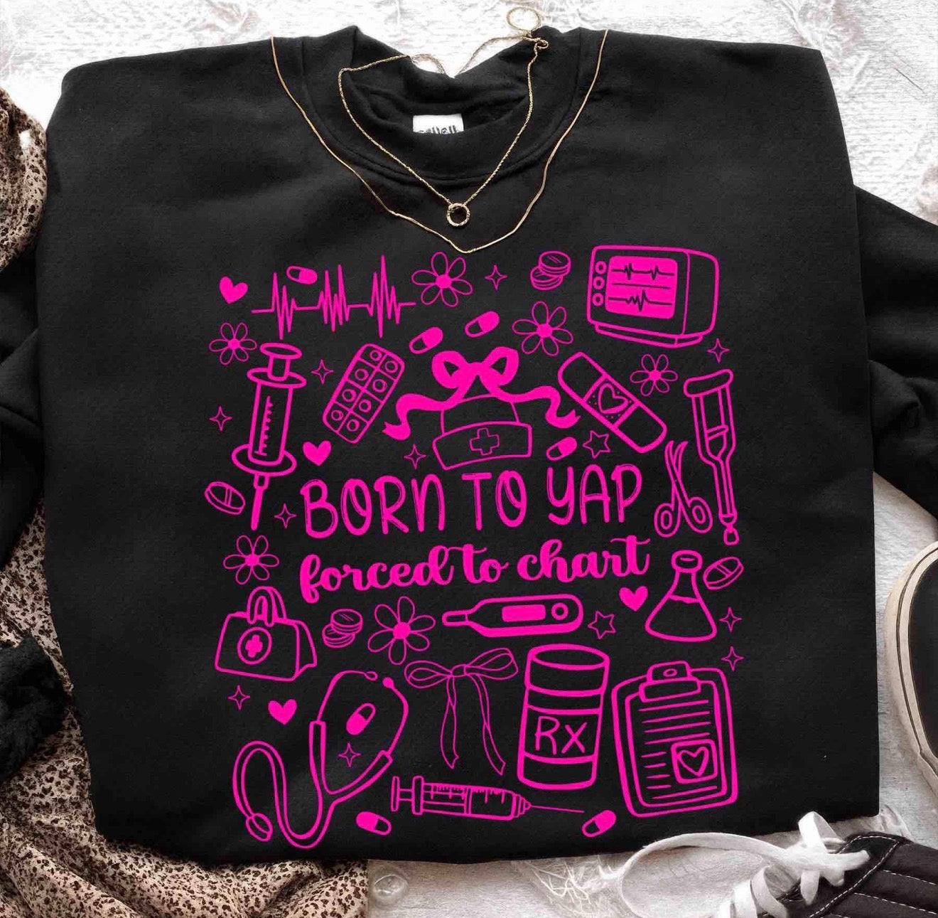 Born to Yap Forced to Chart - T SHIRT- (GILDAN/LAT)