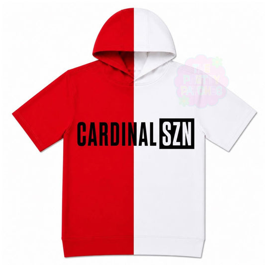 CARDINAL SZN (BLACK FONT) SPLIT HOODIE RED & WHITE -YOUTH - PREORDER (HAPPY DAYS) 071326LW