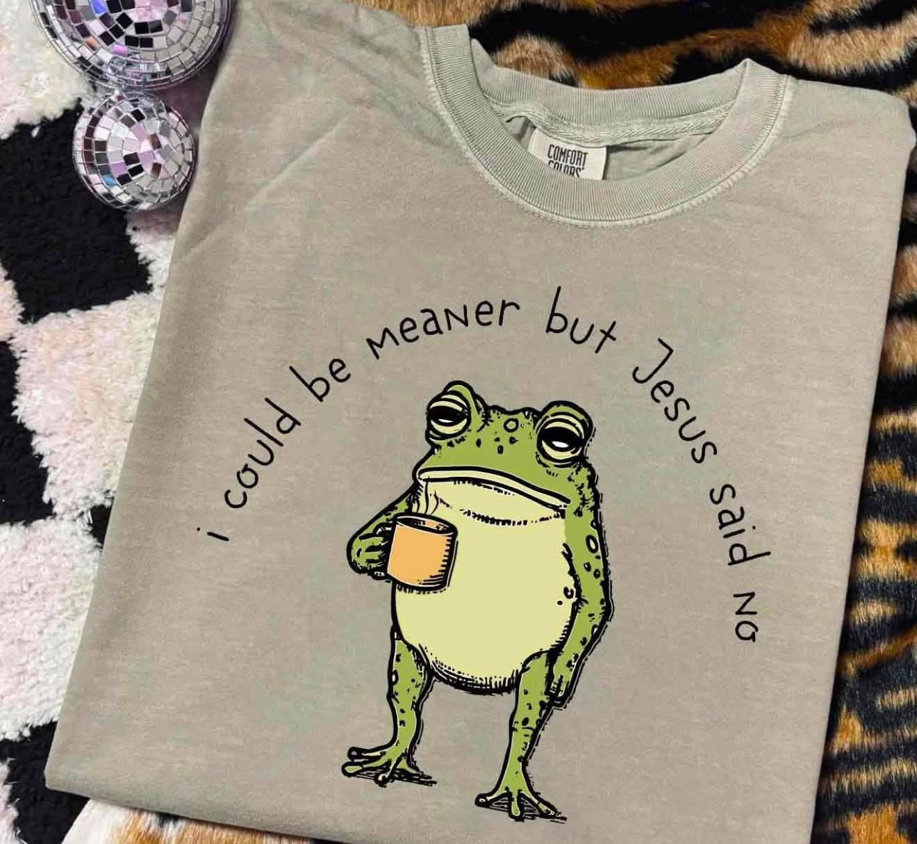 I could be meaner, but Jesus said no 🐸  - SWEATSHIRT - (GILDAN) 071726LW