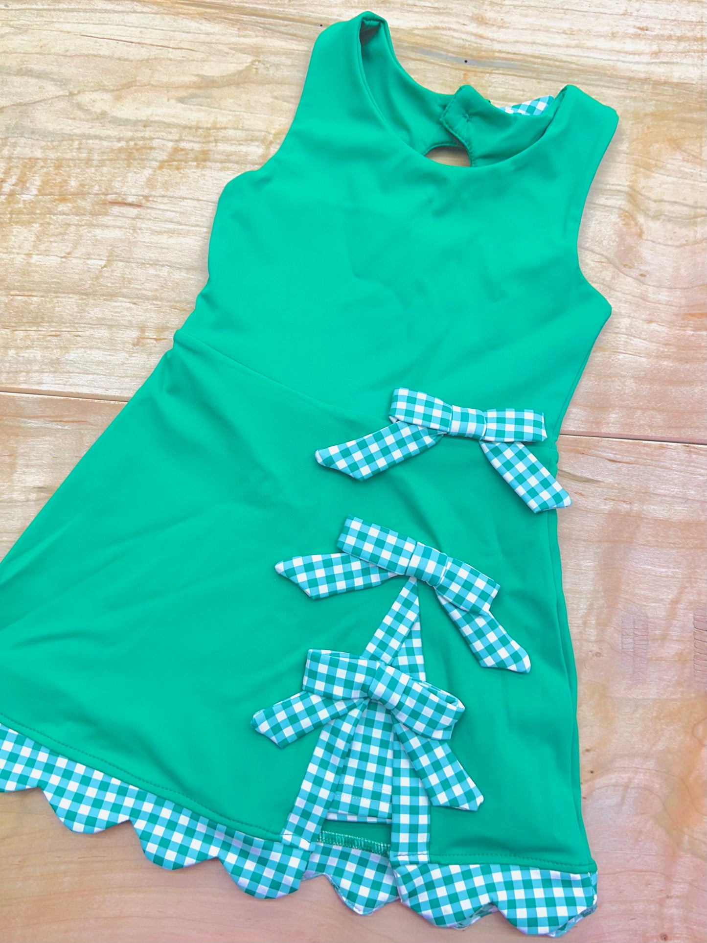 💚 Floral & Gingham Athletic Dress 💜- GIRLS