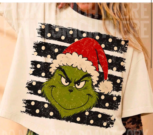 Grinch with Polka Dot Stripes- SWEATSHIRT- (GILDAN/ JERZEE) 081026LW