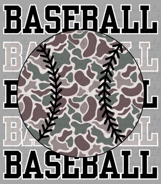 Camo Stacked Baseball ⚾️ - t-shirt- (RABBIT SKINS ) 081326LW