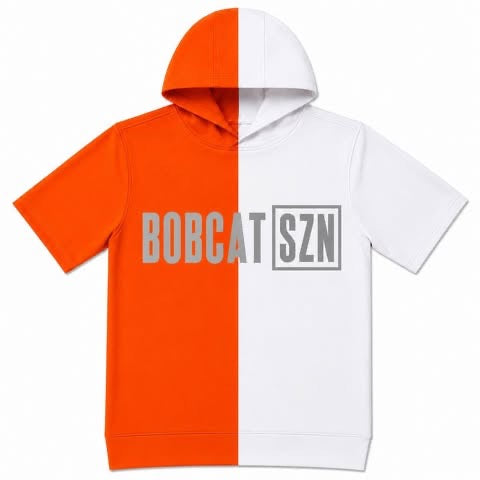 BOBCAT SZN (GREY FONT) SPLIT HOODIE ORANGE & WHITE -YOUTH - PREORDER (HAPPY DAYS) 071326LW