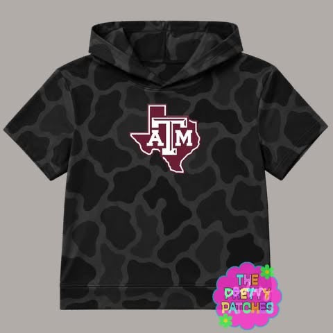VINTAGE BLACKOUT Camo Hooded Tees- A & M LOGO- YOUTH - PREORDER 07/13/26LW