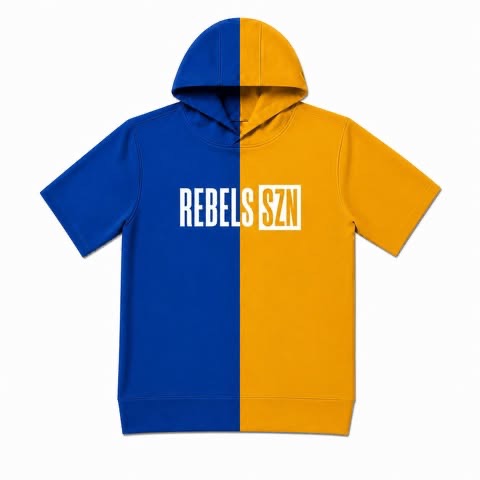 REBELS SZN (WHITE FONT) SPLIT HOODIE ROYAL BLUE & GOLD -YOUTH - PREORDER (HAPPY DAYS) 071426LW