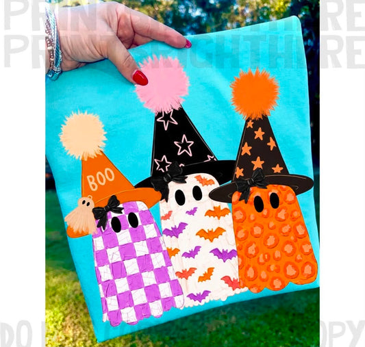 Witch Hat Ghosts 👻 -T SHIRT - (COMFORT COLOR) 081026LW