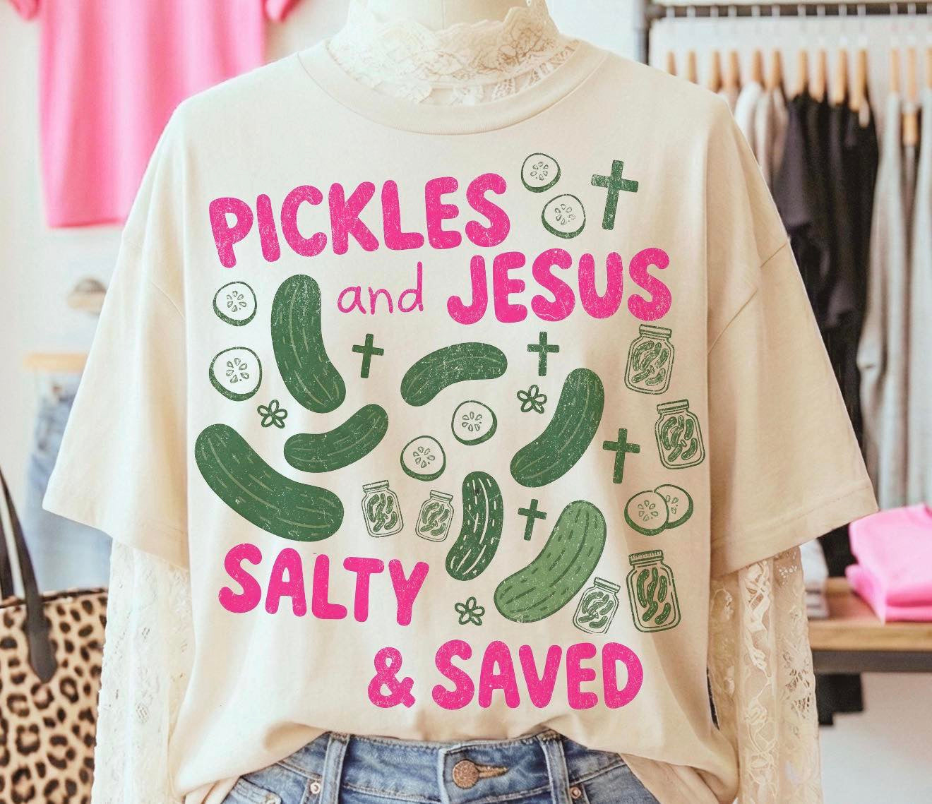 Pickles & Jesus 🥒🩷-T SHIRT  - (COMFORT COLOR)061226br