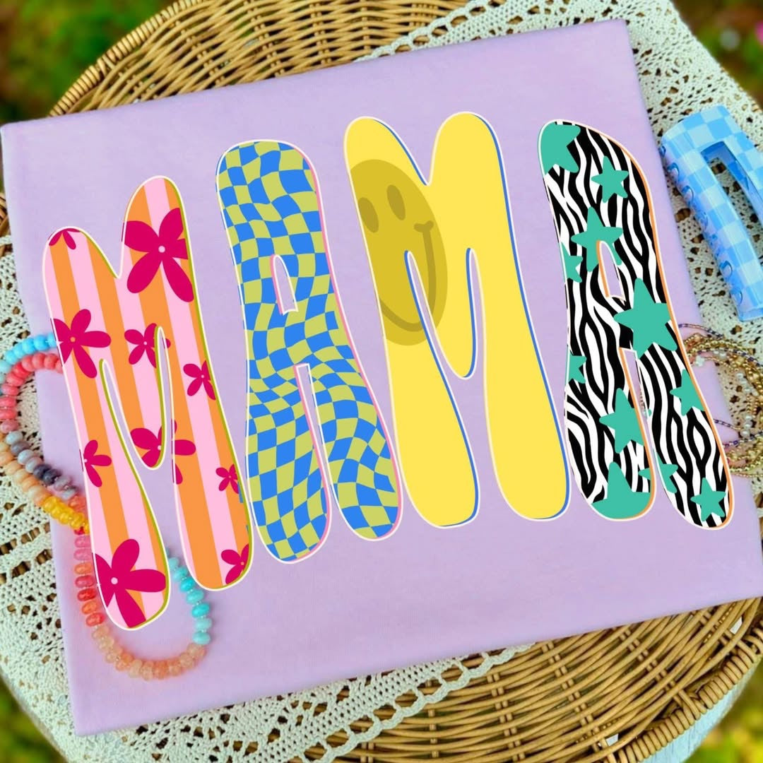 Retro Bubble Lettered Mama -T-SHIRT - (GILDAN/JERZEES)051126LW