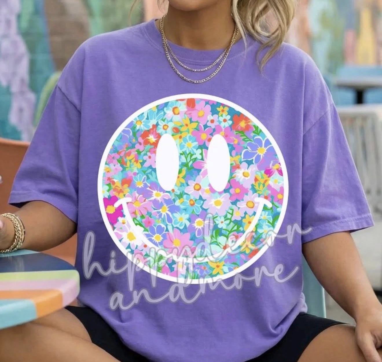 Floral Smiley -TSHIRT- (COMFORT COLOR/BELLA)061226br