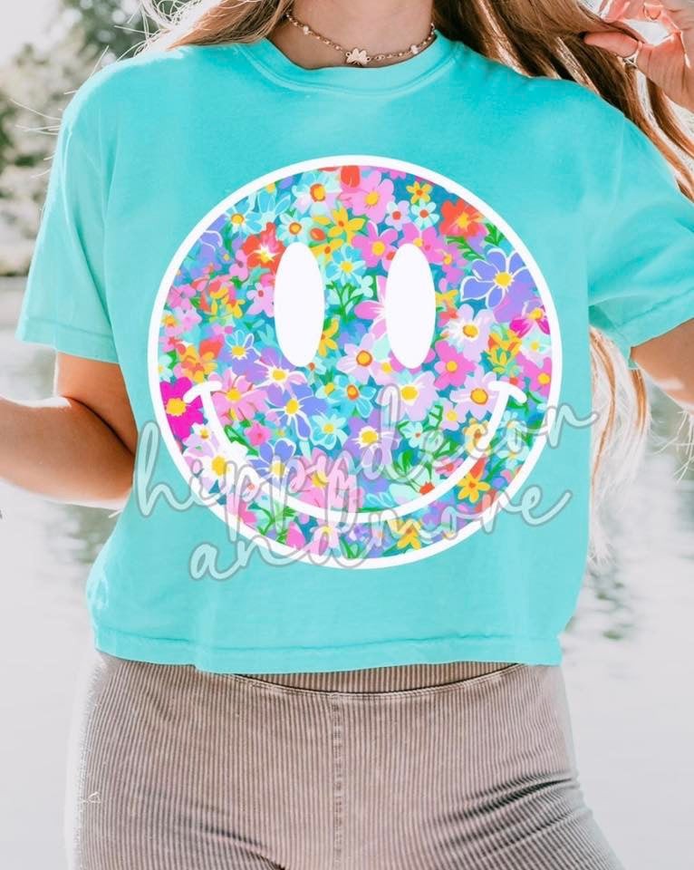 Floral Smiley -TSHIRT- (COMFORT COLOR/BELLA)061226br