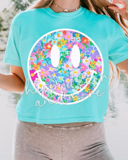 Floral Smiley -TSHIRT- (COMFORT COLOR/BELLA)051126LW